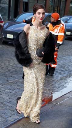 NYFW - Carolina Herrera Outside Guest attends the Carolina Herrera show during the New York Fashion Week, NY on February 12, 2026. Photo by Charles Guerin ABACAPRESS.COM New York City NY United States  Copyright: xGuerinxCharles ABACAx