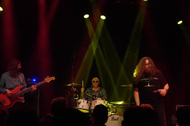 Purpendicular with drummer Ian Paice, singer and band founder Robby Thomas Walsh, guitarist Murray Gould, bassist Nick Fyfe and keyboardist Alessandro Debiaggi Rüsselsheim 12 02 2026 Concert by Purpendicular with drumming legend Ian Paice from Deep Purple