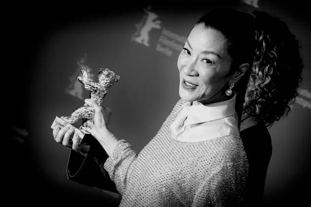 Photocall for Honorary Golden Bear , Grand Hyatt Berlin, Berlin, Germany Festival director Tricia Tuttle with Michelle Yeoh seen at the Photocall for Honorary Golden Bear during Berlinale (Berlin Film Festival) at Grand Hyatt Berlin, Berlin, , Germany on 13 February 2026. Editors Note: Image converted to monochrome, Credit:Julie Edwards Avalon  Copyright: xJuliexEdwardsx xAvalonx 1074597322
