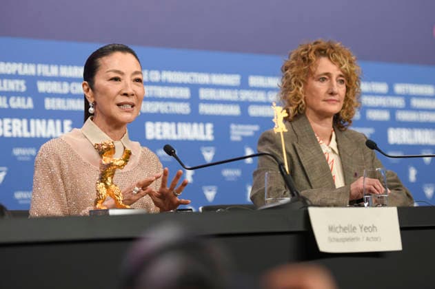 Michelle Yeoh and Tricia Tuttle at the press conference for the presentation of the Honorary Golden Bear for Lifetime Achievement at the Berlinale 2026 76 Berlin International Film Festival at the Hotel Grand Hyatt Berlin, 13 02 2025 Foto:xC.xNiehausx xFuturexImagex yeoh_6226