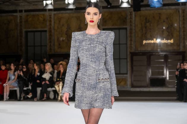 Pamella Roland fashion show during the New York Fashion Week in New York, USA - 12 Feb 2026 A model walks the runway for the Pamella Roland fashion show during the New York Fashion Week at the New York Public Library. New York United States Copyright: xRonxAdarx xSOPAxImagesx _radar_roland_20260212_00112