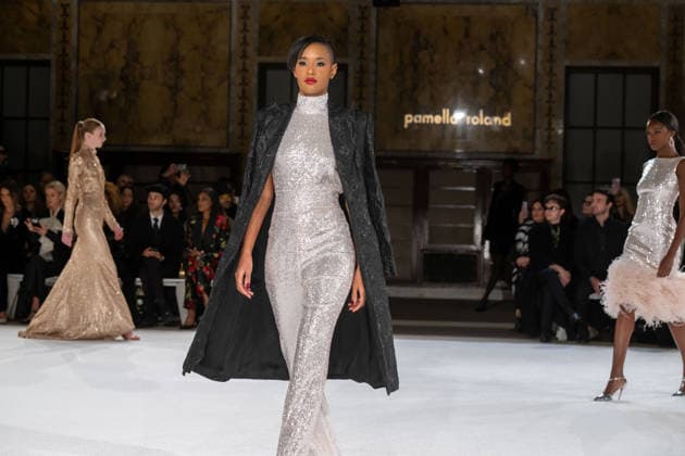 Pamella Roland fashion show during the New York Fashion Week in New York, USA - 12 Feb 2026 A model walks the runway for the Pamella Roland fashion show during the New York Fashion Week at the New York Public Library. New York United States Copyright: xRonxAdarx xSOPAxImagesx _radar_roland_20260212_00258