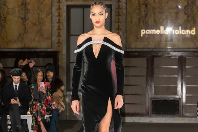 Pamella Roland fashion show during the New York Fashion Week in New York, USA - 12 Feb 2026 A model walks the runway for the Pamella Roland fashion show during the New York Fashion Week at the New York Public Library. New York United States Copyright: xRonxAdarx xSOPAxImagesx _radar_roland_20260212_00404