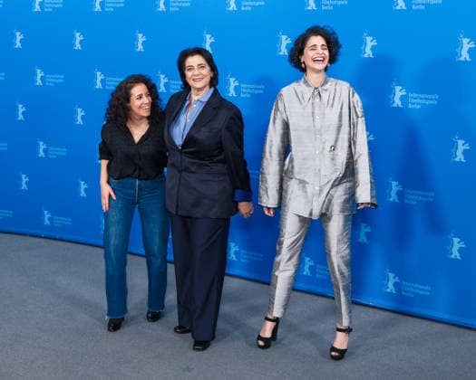 Photocall for In a Whisper , Grand Hyatt Berlin, Berlin, Germany Director Leyla Bouzid, Hiam Abbass and Eya Bouteraa poses at the at the Photocall for In a Whisper during Berlinale (Berlin Film Festival) at Grand Hyatt Berlin, Berlin, , Germany on 13 February 2026., Credit:Julie Edwards Avalon  Copyright: xJuliexEdwardsx xAvalonx 1074609172
