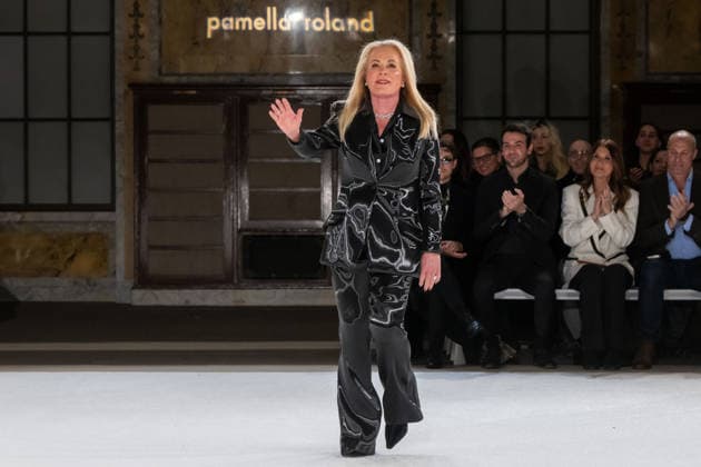 February 12, 2026, New York, United States: Designer Pamella Roland walks the runway finale for the Pamella Roland fashion show during the New York Fashion Week at the New York Public Library on February 12, 2026 in New York City. New York United States - ZUMAs197 20260212_aaa_s197_615 Copyright: xRonxAdarx