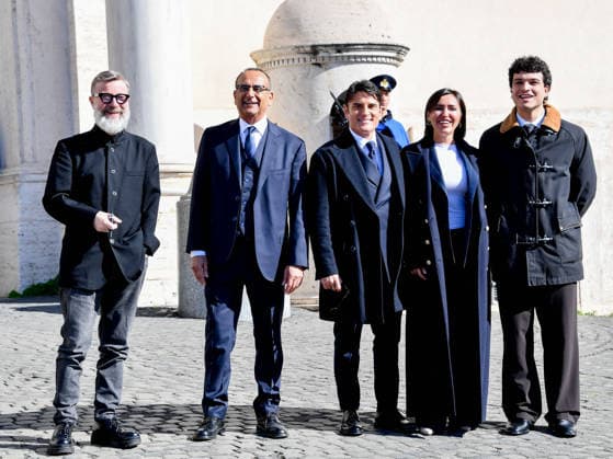 Rome, the delegation of the 76th Sanremo Festival arrives at the Quirinale to meet the President of the Republic. In the photo: Marco Masini, Carlo Conti, Sal Da Vinci, Serena Brancale, Leo Gassman  Copyright: xVincenzoxLandix xipa-agency.netx xVincenzoxLandix IPA_Agency_IPA71425728