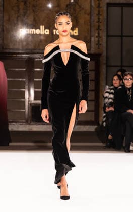 NY: Pamella Roland Fashion Show Fall 2026 Model walks runway for Pamella Roland Fall 2026 show during FW26 Fashion Week at New York Public Library in New York, NY on February 12, 2026. New York New York United States Copyright: LevxRadin