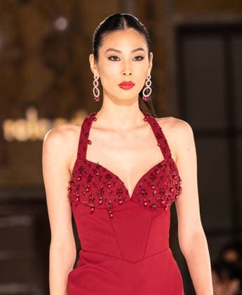 NY: Pamella Roland Fashion Show Fall 2026 Model walks runway for Pamella Roland Fall 2026 show during FW26 Fashion Week at New York Public Library in New York, NY on February 12, 2026. New York New York United States Copyright: LevxRadin