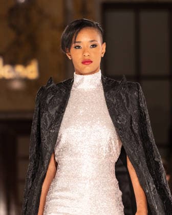 NY: Pamella Roland Fashion Show Fall 2026 Model walks runway for Pamella Roland Fall 2026 show during FW26 Fashion Week at New York Public Library in New York, NY on February 12, 2026. New York New York United States Copyright: LevxRadin