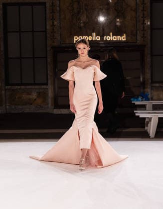 NY: Pamella Roland Fashion Show Fall 2026 Model walks runway during rehearsal for Pamella Roland Fall 2026 show during FW26 Fashion Week at New York Public Library in New York, NY on February 12, 2026. New York New York United States Copyright: LevxRadin
