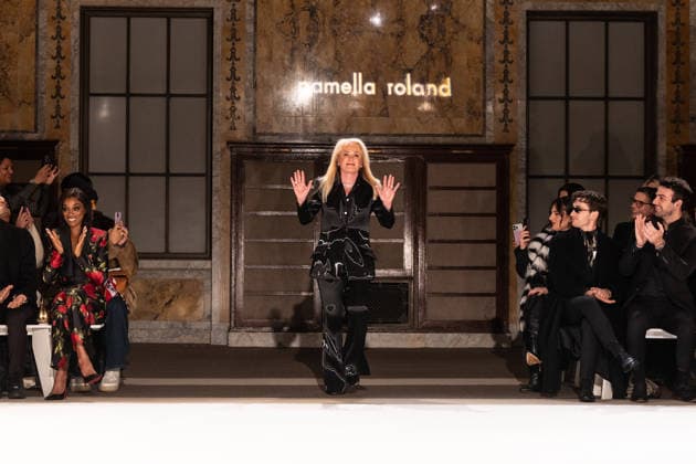 NY: Pamella Roland Fashion Show Fall 2026 Designer Pamella Roland walks runway for Pamella Roland Fall 2026 show during FW26 Fashion Week at New York Public Library in New York, NY on February 12, 2026. New York New York United States Copyright: LevxRadin
