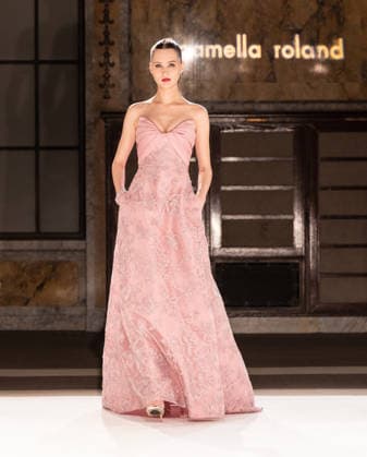NY: Pamella Roland Fashion Show Fall 2026 Model walks runway for Pamella Roland Fall 2026 show during FW26 Fashion Week at New York Public Library in New York, NY on February 12, 2026. New York New York United States Copyright: LevxRadin