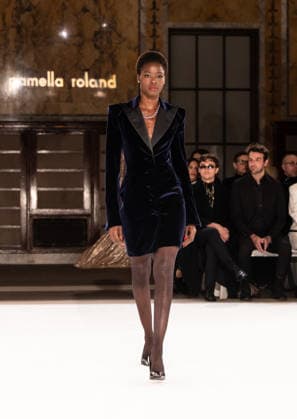 NY: Pamella Roland Fashion Show Fall 2026 Model walks runway for Pamella Roland Fall 2026 show during FW26 Fashion Week at New York Public Library in New York, NY on February 12, 2026. New York New York United States Copyright: LevxRadin