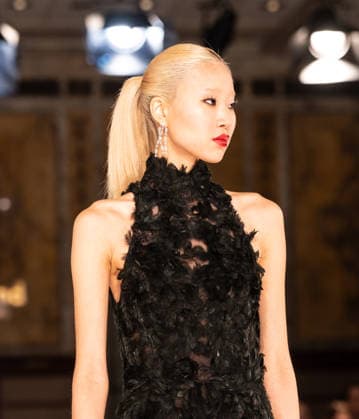 NY: Pamella Roland Fashion Show Fall 2026 Model walks runway for Pamella Roland Fall 2026 show during FW26 Fashion Week at New York Public Library in New York, NY on February 12, 2026. New York New York United States Copyright: LevxRadin