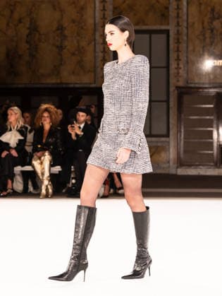 NY: Pamella Roland Fashion Show Fall 2026 Model walks runway for Pamella Roland Fall 2026 show during FW26 Fashion Week at New York Public Library in New York, NY on February 12, 2026. New York New York United States Copyright: LevxRadin
