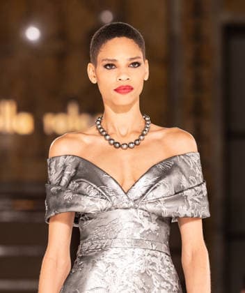 NY: Pamella Roland Fashion Show Fall 2026 Model walks runway for Pamella Roland Fall 2026 show during FW26 Fashion Week at New York Public Library in New York, NY on February 12, 2026. New York New York United States Copyright: LevxRadin