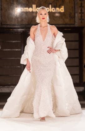 NY: Pamella Roland Fashion Show Fall 2026 Model walks runway for Pamella Roland Fall 2026 show during FW26 Fashion Week at New York Public Library in New York, NY on February 12, 2026. New York New York United States Copyright: LevxRadin