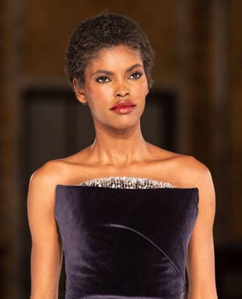 NY: Pamella Roland Fashion Show Fall 2026 Model walks runway for Pamella Roland Fall 2026 show during FW26 Fashion Week at New York Public Library in New York, NY on February 12, 2026. New York New York United States Copyright: LevxRadin