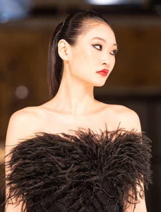 NY: Pamella Roland Fashion Show Fall 2026 Model walks runway for Pamella Roland Fall 2026 show during FW26 Fashion Week at New York Public Library in New York, NY on February 12, 2026. New York New York United States Copyright: LevxRadin