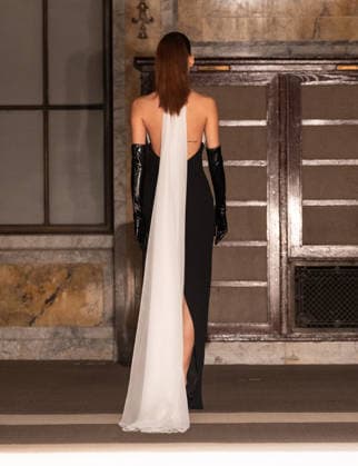 NY: Pamella Roland Fashion Show Fall 2026 Model walks runway for Pamella Roland Fall 2026 show during FW26 Fashion Week at New York Public Library in New York, NY on February 12, 2026. New York New York United States Copyright: LevxRadin