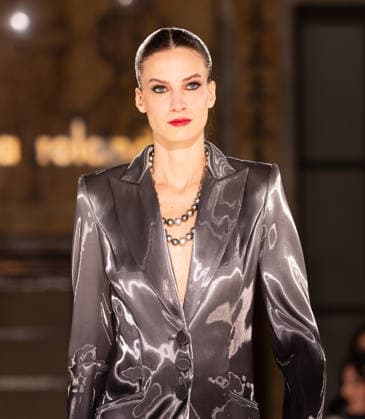 NY: Pamella Roland Fashion Show Fall 2026 Model walks runway for Pamella Roland Fall 2026 show during FW26 Fashion Week at New York Public Library in New York, NY on February 12, 2026. New York New York United States Copyright: LevxRadin