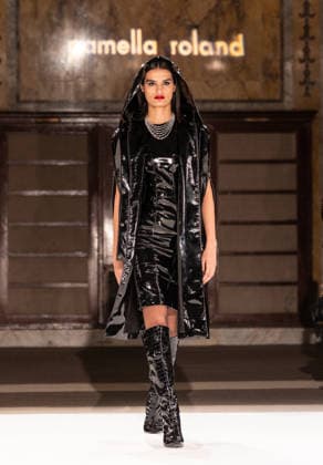 NY: Pamella Roland Fashion Show Fall 2026 Model walks runway for Pamella Roland Fall 2026 show during FW26 Fashion Week at New York Public Library in New York, NY on February 12, 2026. New York New York United States Copyright: LevxRadin
