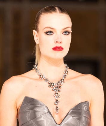 NY: Pamella Roland Fashion Show Fall 2026 Model walks runway for Pamella Roland Fall 2026 show during FW26 Fashion Week at New York Public Library in New York, NY on February 12, 2026. New York New York United States Copyright: LevxRadin