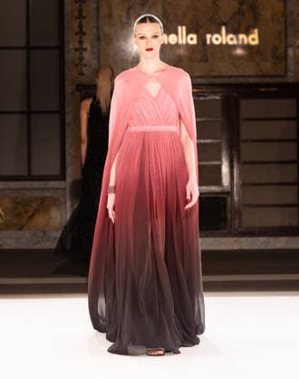 NY: Pamella Roland Fashion Show Fall 2026 Model walks runway for Pamella Roland Fall 2026 show during FW26 Fashion Week at New York Public Library in New York, NY on February 12, 2026. New York New York United States Copyright: LevxRadin