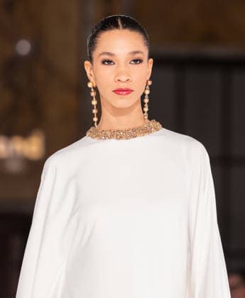 NY: Pamella Roland Fashion Show Fall 2026 Model walks runway for Pamella Roland Fall 2026 show during FW26 Fashion Week at New York Public Library in New York, NY on February 12, 2026. New York New York United States Copyright: LevxRadin