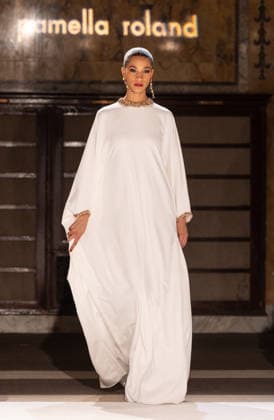 NY: Pamella Roland Fashion Show Fall 2026 Model walks runway for Pamella Roland Fall 2026 show during FW26 Fashion Week at New York Public Library in New York, NY on February 12, 2026. New York New York United States Copyright: LevxRadin