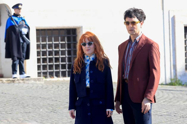 February 13, 2026, Rome, Rome, ITALY: February 13, 2026, Rome. The artists of the 66th Sanremo Festival at the Quirinale Palace to meet the President of the Republic. Pictured are Maria Antonietta and Colombre. Rome ITALY  - ZUMAa289 20260213_zia_a289_037 Copyright: xRichardxDexLucax