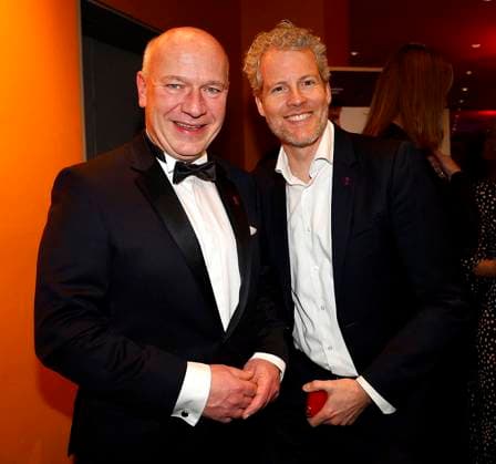 Kai Wegner, Georg Klußmann Chief of Protocol of the State of Berlin at the opening of the 75th Berlin International Film Festival in the Berlinale Palast at Potsdamer Platz