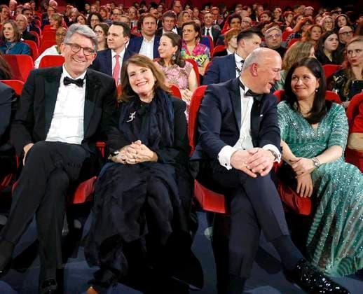 Wolfram Weimer with his wife Christiane Goetz Weimer, Kai Wegener, Katharina Günther Wünsch at the opening of the 75th Berlin International Film Festival in the Berlinale Palast at Potsdamer Platz