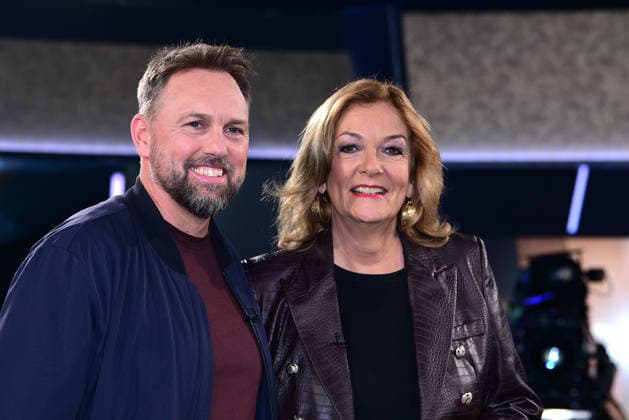 Steven Gaetjen and Bettina Tietjen on the NDR Talk Show on 13 February 2026 in Hamburg NDR Talk Show on 13 February 2026 in Hamburg