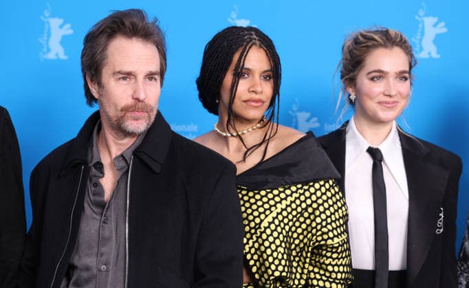 February 13, 2026, Berlin, Germany: Sam Rockwell, Zazie Beetz and Haley Lu Richardson pose at the photo-call of Good Luck, Have Fun, Don t Die during the 76th Berlinale International Film Festival at Hotel Hyatt in Berlin, Germany, on 13 February 2026. Photo: Berlin Germany - ZUMAm179 20260213_zep_m179_037 Copyright: xAlecxMichaelx