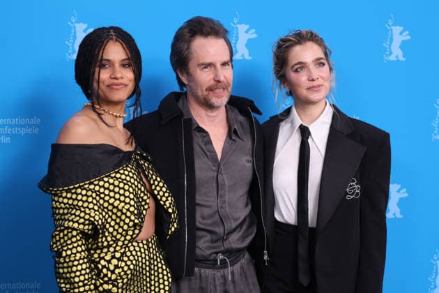 February 13, 2026, Berlin, Germany: Zazie Beetz, Sam Rockwell and Haley Lu Richardson pose at the photo-call of Good Luck, Have Fun, Don t Die during the 76th Berlinale International Film Festival at Hotel Hyatt in Berlin, Germany, on 13 February 2026. Photo: Berlin Germany - ZUMAm179 20260213_zep_m179_040 Copyright: xAlecxMichaelx
