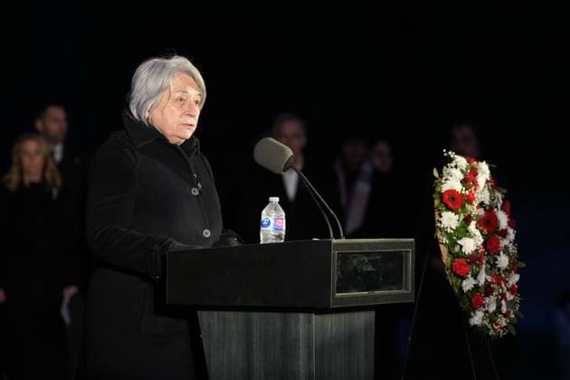 February 13, 2026, Tumbler Ridge, Bc, CANADA: Governor General of Canada Mary Simon speaks while..attending a vigil for the victims of a mass shooting, in Tumbler Ridge, B.C., Friday, Feb. 13, 2026. Tumbler Ridge CANADA  - ZUMAc35_ 20260213_zaf_c35_166 Copyright: xChristinnexMuschix