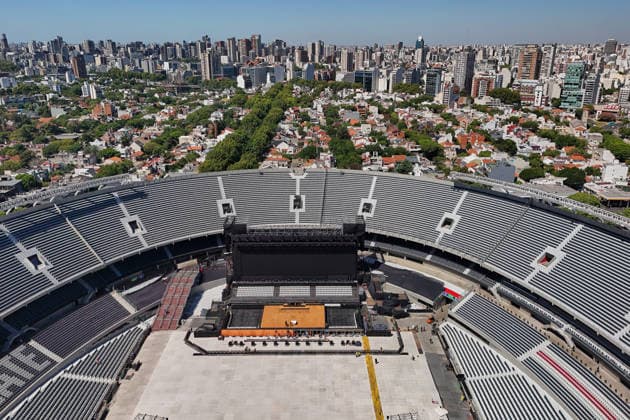 Fans line up early for Bad Bunny concert in Buenos Aires BUENOS AIRES, ARGENTINA - FEBRUARY 13: Aerial view of the concert venue prepared to receive Bad Bunny, La Casita is set up in the field, in Buenos Aires, Argentina, on February 13, 2026. The performance is part of his global DEBI TIRAR MAS FOTOS tour, which has sparked massive anticipation among Argentine fans. Luciano Gonzalez Anadolu Buenos Aires Argentina. Editorial use only. Please get in touch for any other usage.  Copyright: x2026xAnadoluxLucianoxGonzalezx