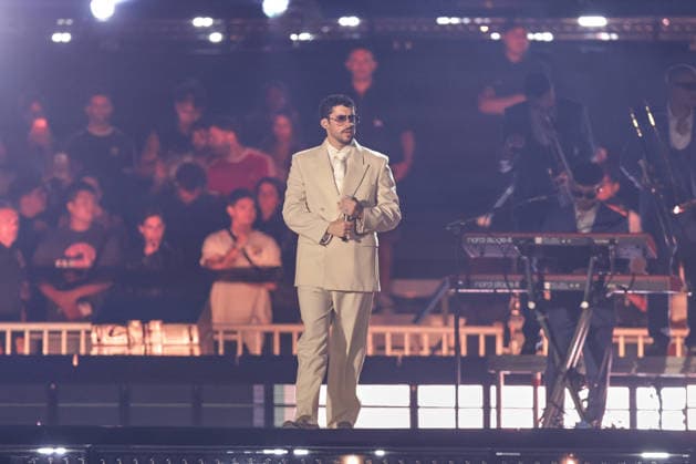 Bad Bunny performs first Buenos Aires concert of world tour BUENOS AIRES, ARGENTINA - FEBRUARY 13: Puerto Rican singer Bad Bunny performs during the first of his three scheduled shows at Estadio Monumental in Buenos Aires, Argentina, as part of his Debi Tirar Mas Fotos world tour, in Buenos Aires, Argentina on February 13, 2026. The artist arrived in Argentina following a high-profile appearance at the Super Bowl, where he delivered strong criticism of US policies, and after winning a Grammy Award, becoming the first Spanish-language album to receive the Album of the Year honor. The concert drew tens of thousands of fans, marking one of the most anticipated musical events of the year in the Argentine capital. Luciano Gonzalez Anadolu Bu Copyright: x2026xAnadoluxLucianoxGonzalezx
