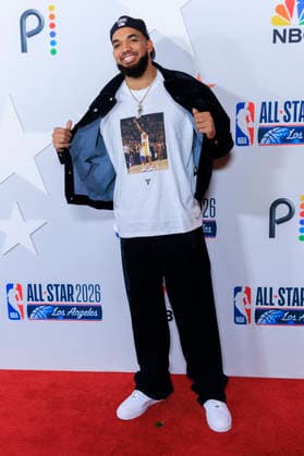February 13, 2026, Los Angeles, California, USA: Karl-Anthony Towns at the 2026 LA Clippers & Comcast NBCÃ¢â‚¬â ¢s Universal NBA All-Star Legendary Tip-Off Celebration on Friday February 13, 2026 at LACMA in Los Angeles, California. ARIANA RUIZ PI Los Angeles USA - ZUMAp124 20260213_zaa_p124_028 Copyright: xArianaxRuizx