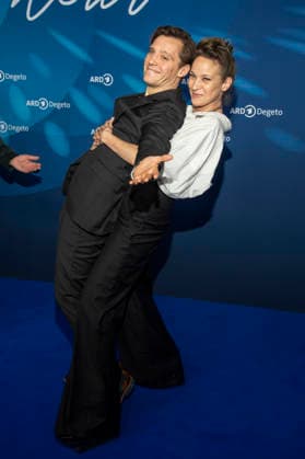 Jonas Nay and Jeanette Hain as guests on the blue carpet at the ARD Blue Hour 2026 at the Berlinale 2026 at the Hotel Telegraphenamt on Friday February 13, 2026 in Berlin Berlin Germany