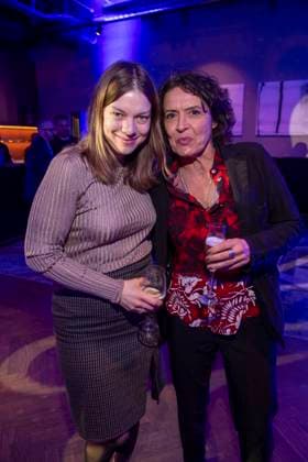 Ulrike Folkerts and her wife as guests at the party at the ARD Blue Hour 2026 at the Berlinale 2026 at Hotel Telegraphenamt on Friday, February 13, 2026 in Berlin Berlin Germany