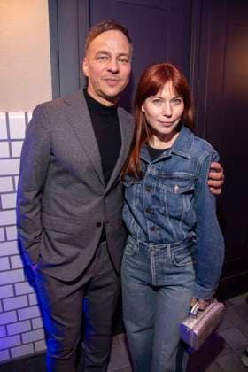 Tom Wlaschiha and Nora von Waldstaetten as guests at the party at the ARD Blue Hour 2026 at the Berlinale 2026 at Hotel Telegraphenamt on Friday February 13, 2026 in Berlin Berlin Germany