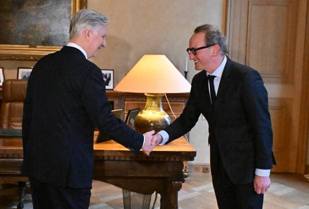 Minister-President Takes The Oath Before The King BRUSSELS, BELGIUM - FEBRUARY 14 : Swearing-in ceremony before the King. Boris Dillies(MR) is sworn in as the new Minister-President of the Brussels-Capital Region before King Philippe. on February 14, 2026 in Brussels, Belgium, 14 02 2026 Brussels Belgium  Copyright: xBertxVanxDenxBrouckex