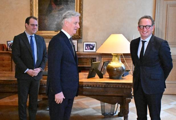 Minister-President Takes The Oath Before The King BRUSSELS, BELGIUM - FEBRUARY 14 : Swearing-in ceremony before the King. Boris Dillies(MR) is sworn in as the new Minister-President of the Brussels-Capital Region before King Philippe in the presence of Vice Prime Minister David Clarinval (MR).. on February 14, 2026 in Brussels, Belgium, 14 02 2026 Brussels Belgium  Copyright: xBertxVanxDenxBrouckex