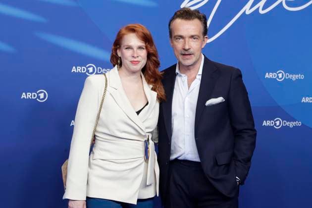 Henny Reents, Lucas Gregorowicz, at the ARD BLUE HOUR 2026, Party for the 76th Berlin International Film Festival, Berlinale, at the Telegraphenamt in Berlin, Red Carpet,