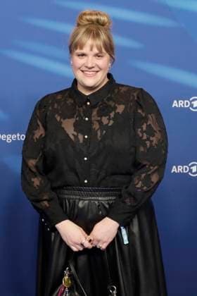Stefanie Reinsperger, at the ARD BLUE HOUR 2026, Party for the 76th Berlin International Film Festival, Berlinale, at the Telegraphenamt in Berlin, Red Carpet,
