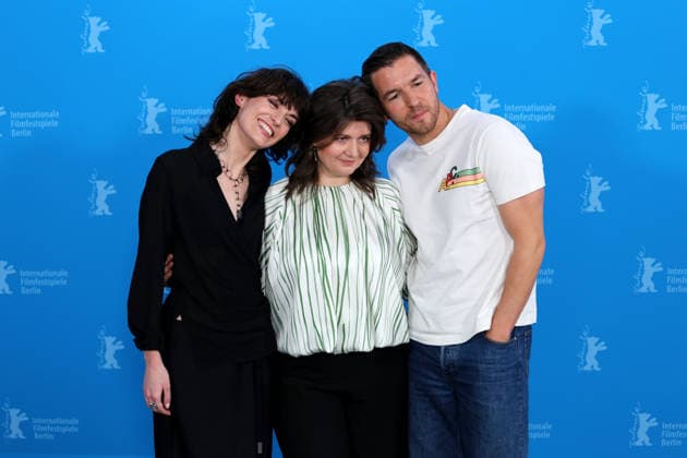 February 14, 2026, Berlin, Germany: (from left) Violet Braeckman, director Teodora Ana Mihai and Matteo Simon pose during the photocall for Heysel 85 at the 76th Berlin International Film Festival (Berlinale) in Berlin. The festival runs from Feb. 12 to 22, 2026. Berlin Germany - ZUMAf146 20260214_zip_f146_033 Copyright: xRouzbehxFouladix