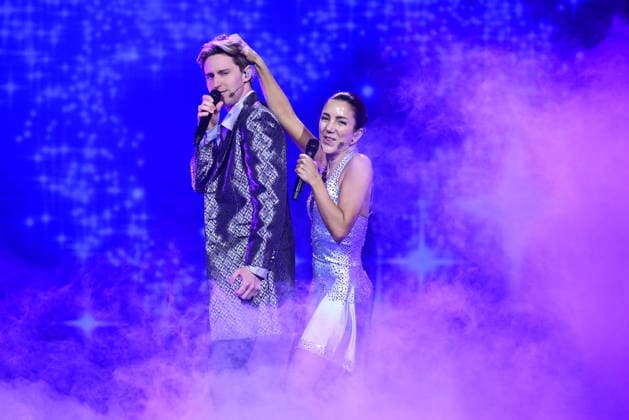 KRISTIANSTAD, SWEDEN 20260214 Presenters Hampus Nessvold and Gina Dirawi on stage in Kristianstad Arena at Saturdays dress rehearsal for round 3 of Melodifestivalen 2026 KRISTIANSTAD SWEDEN x50090x  Copyright: xJohanxNilsson TTx MELODIFESTIVALEN 2026 KRISTIANSTAD 2xIuEUwKRHw