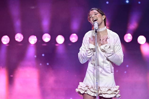 KRISTIANSTAD, SWEDEN 20260214 Eva Jumatate, with the entry Selfish, on stage in Kristianstad Arena at Saturdays dress rehearsal for round 3 of Melodifestivalen 2026 KRISTIANSTAD SWEDEN x50090x  Copyright: xJohanxNilsson TTx MELODIFESTIVALEN 2026 KRISTIANSTAD 6Z9Ae_QC2UM